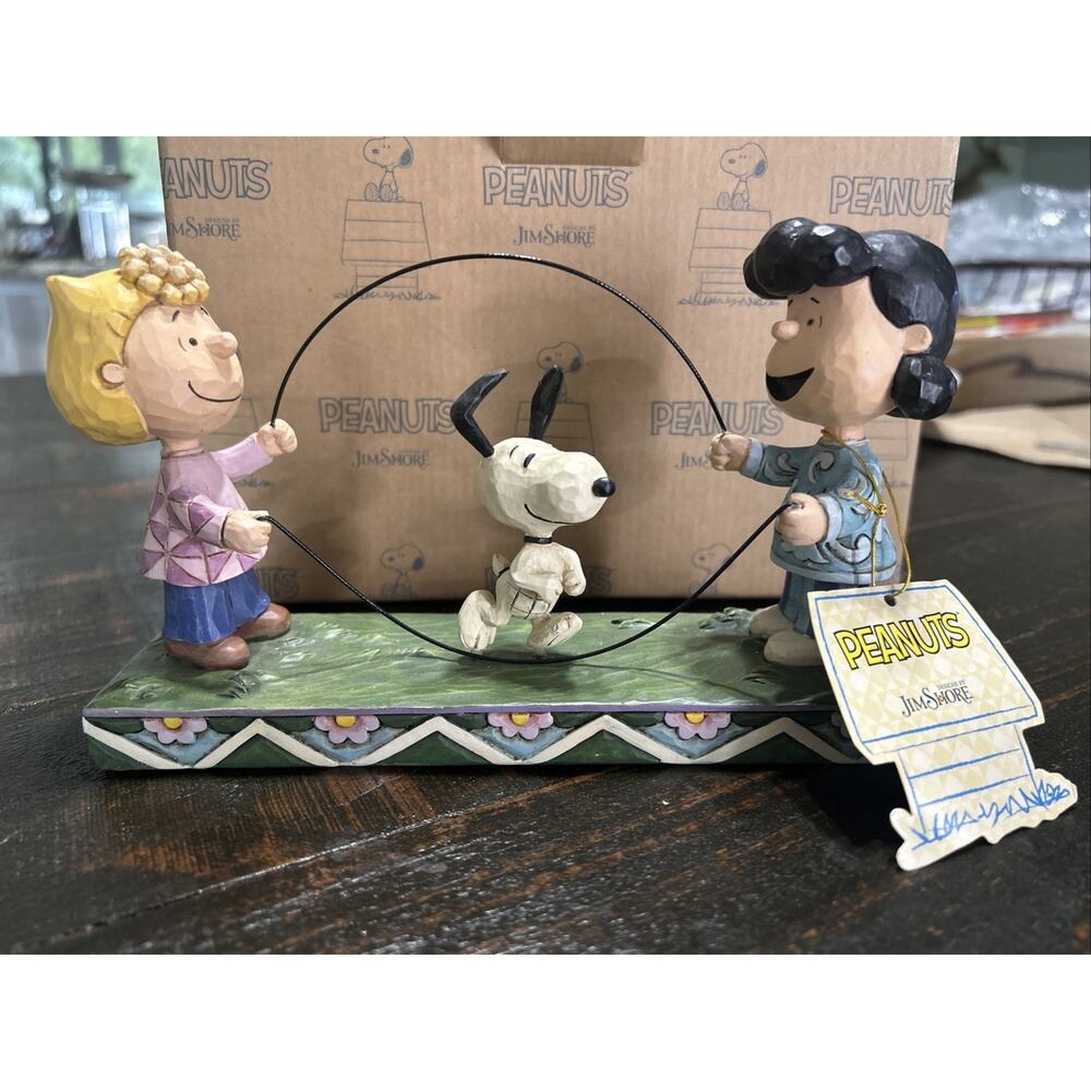 Jim Shore - Double Dutch Dog - Snoopy Sally and Lucy, Jump Rope, New In Box